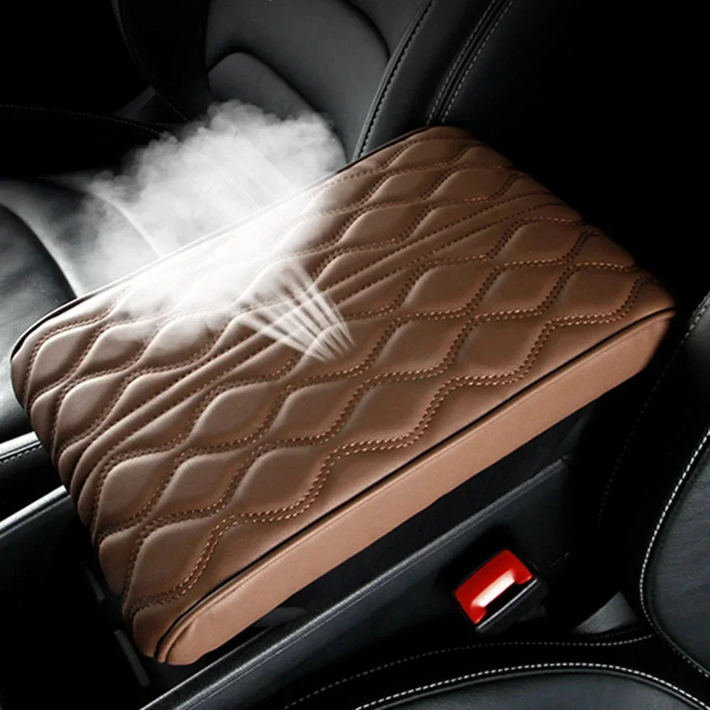 Leather Car Central Armrest Soft Pad Black Auto Center Console Arm Rest Seat Box Mat Cushion Pillow Cover Vehicle Protective