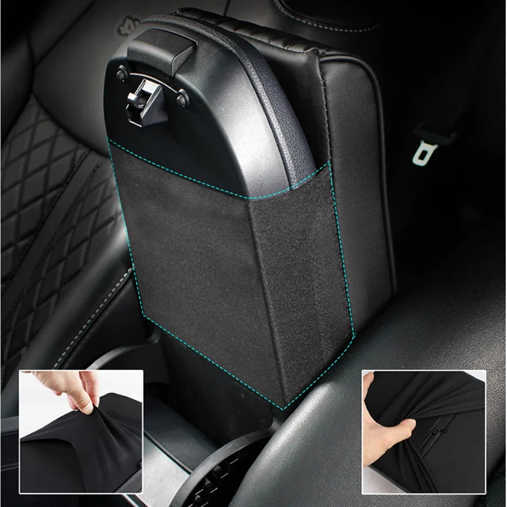 Leather Car Central Armrest Soft Pad Black Auto Center Console Arm Rest Seat Box Mat Cushion Pillow Cover Vehicle Protective