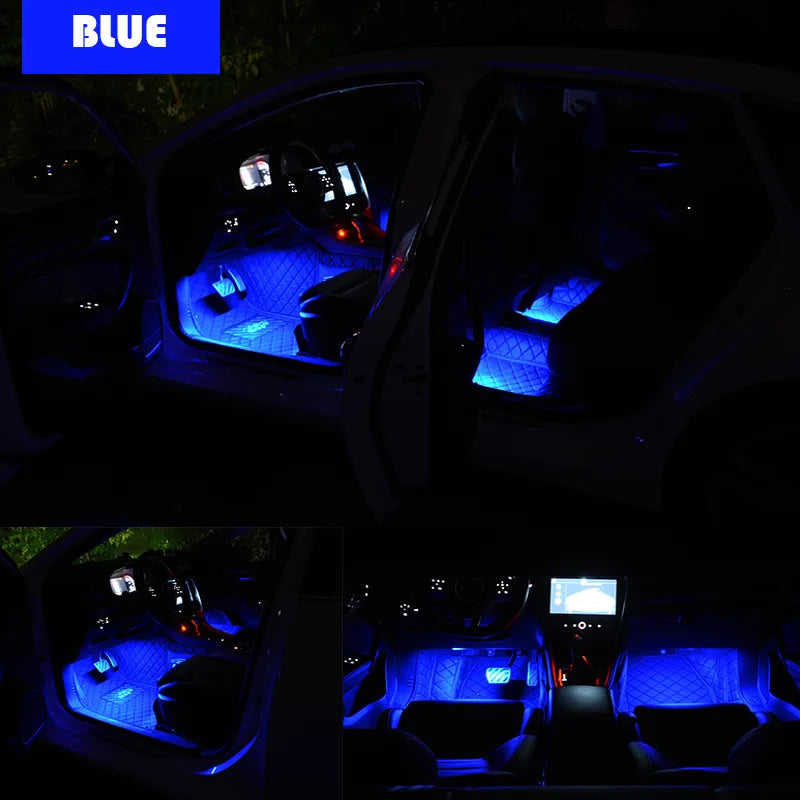 22cm Car Neon Light Foot Light LED Interior Decoration Backlight Cigarette Lighter USB Atmosphere Lamp Vehicle Accessories
