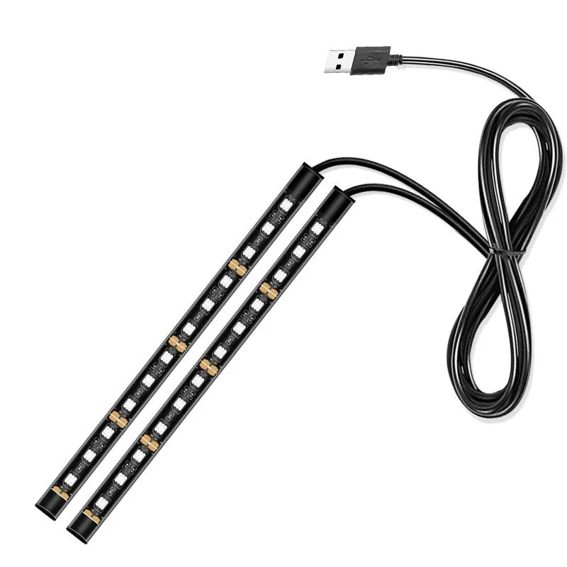 22cm Car Neon Light Foot Light LED Interior Decoration Backlight Cigarette Lighter USB Atmosphere Lamp Vehicle Accessories