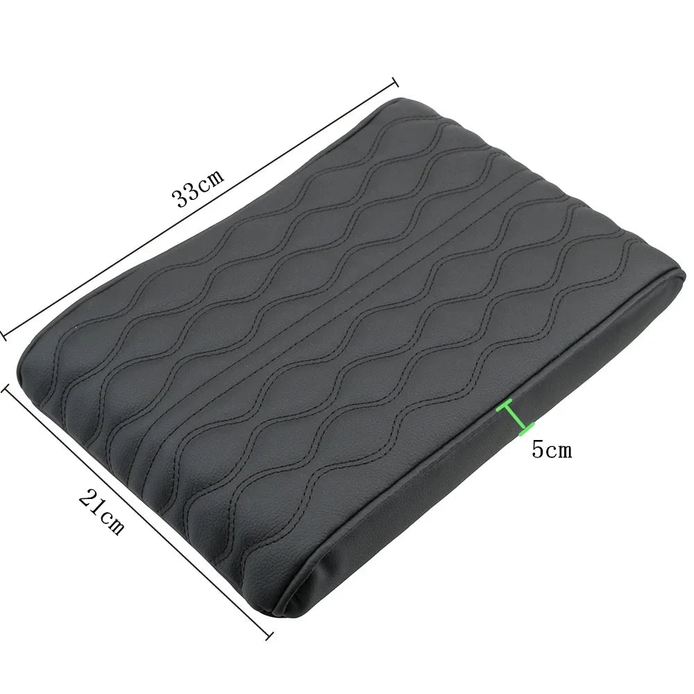 Leather Car Central Armrest Soft Pad Black Auto Center Console Arm Rest Seat Box Mat Cushion Pillow Cover Vehicle Protective