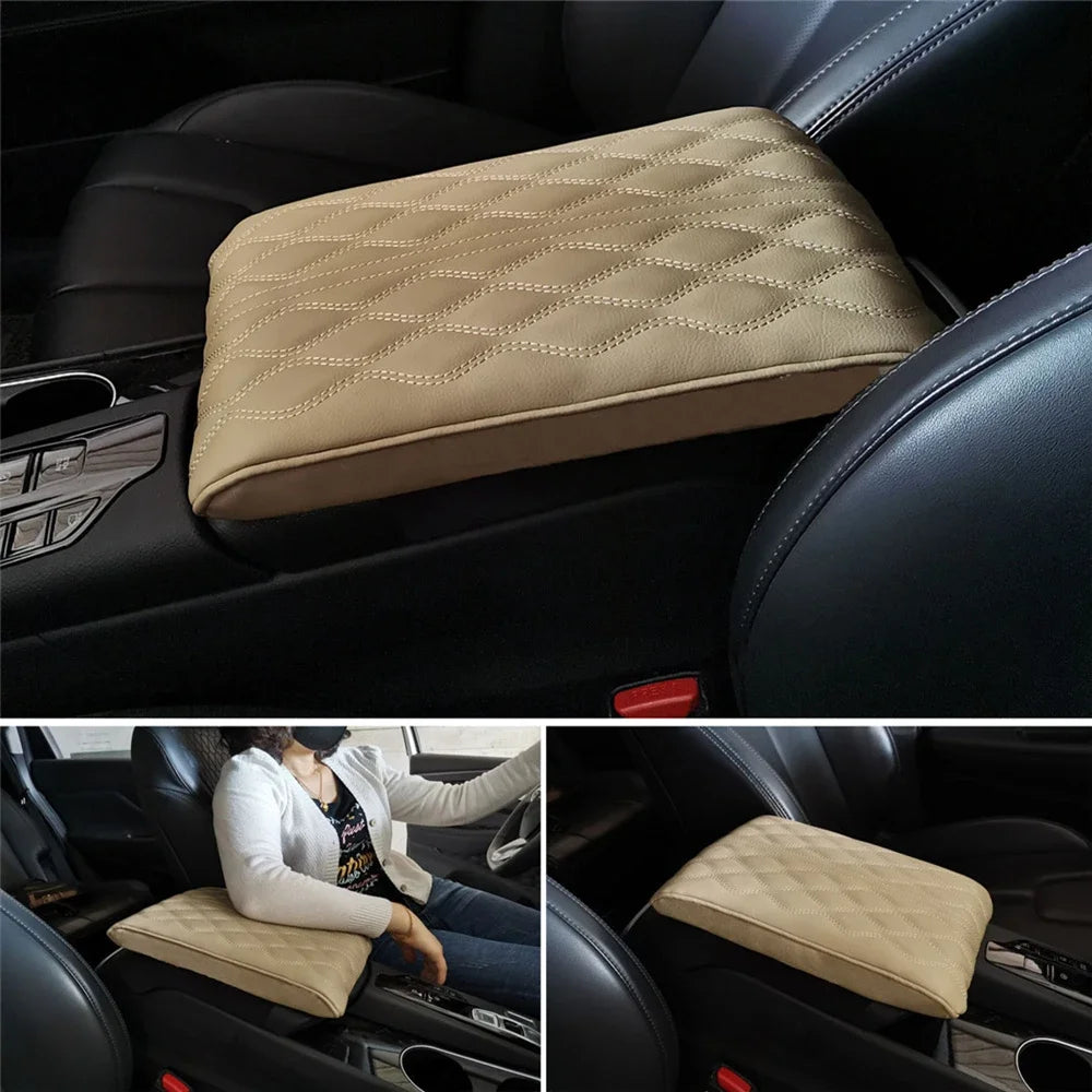 Leather Car Central Armrest Soft Pad Black Auto Center Console Arm Rest Seat Box Mat Cushion Pillow Cover Vehicle Protective