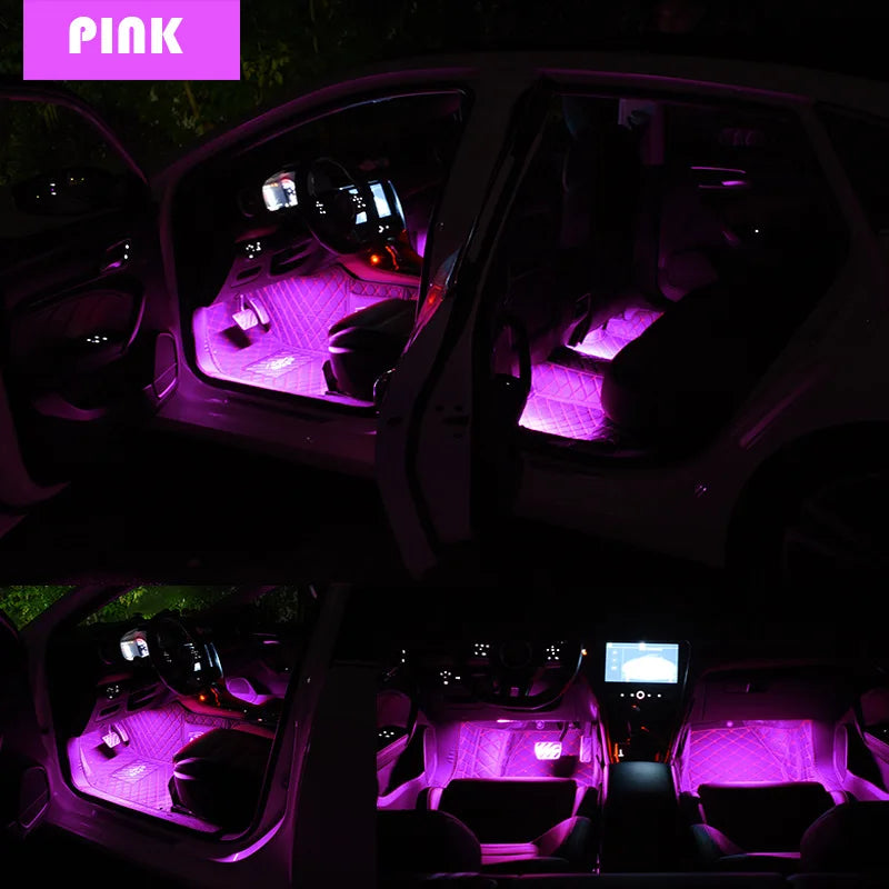 22cm Car Neon Light Foot Light LED Interior Decoration Backlight Cigarette Lighter USB Atmosphere Lamp Vehicle Accessories