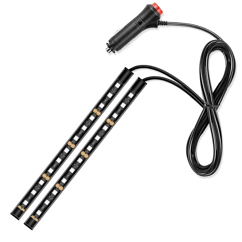 22cm Car Neon Light Foot Light LED Interior Decoration Backlight Cigarette Lighter USB Atmosphere Lamp Vehicle Accessories