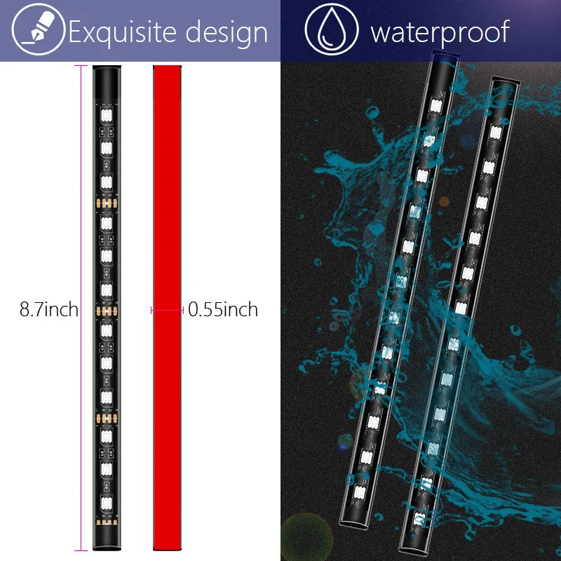 22cm Car Neon Light Foot Light LED Interior Decoration Backlight Cigarette Lighter USB Atmosphere Lamp Vehicle Accessories