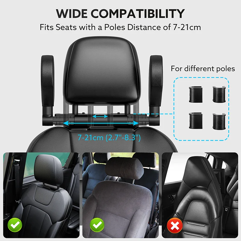Car Seat Headrest Adjustable Side Head Support Telescopic Support on Cervical Spine  for Adults Kids U Shaped Pillow